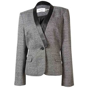 Calvin Klein Vegan Leather Collar Blazer Suit